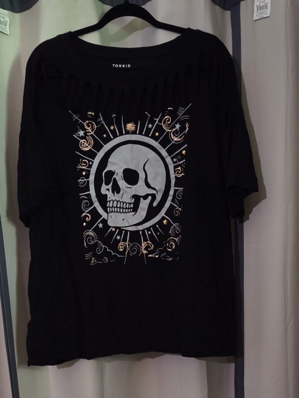 torrid Black Short-Sleeve Tee with Silver Skull & Gold Accents
